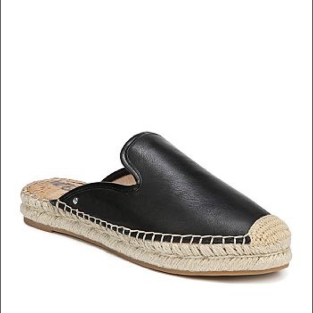 Sam Edelman Kerry Black Leather Espadrilles